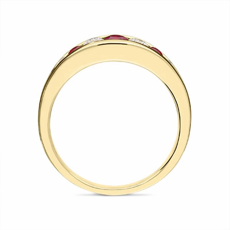 18ct Yellow Gold 0.33ct Ruby Diamond Graduating Half Eternity Ring