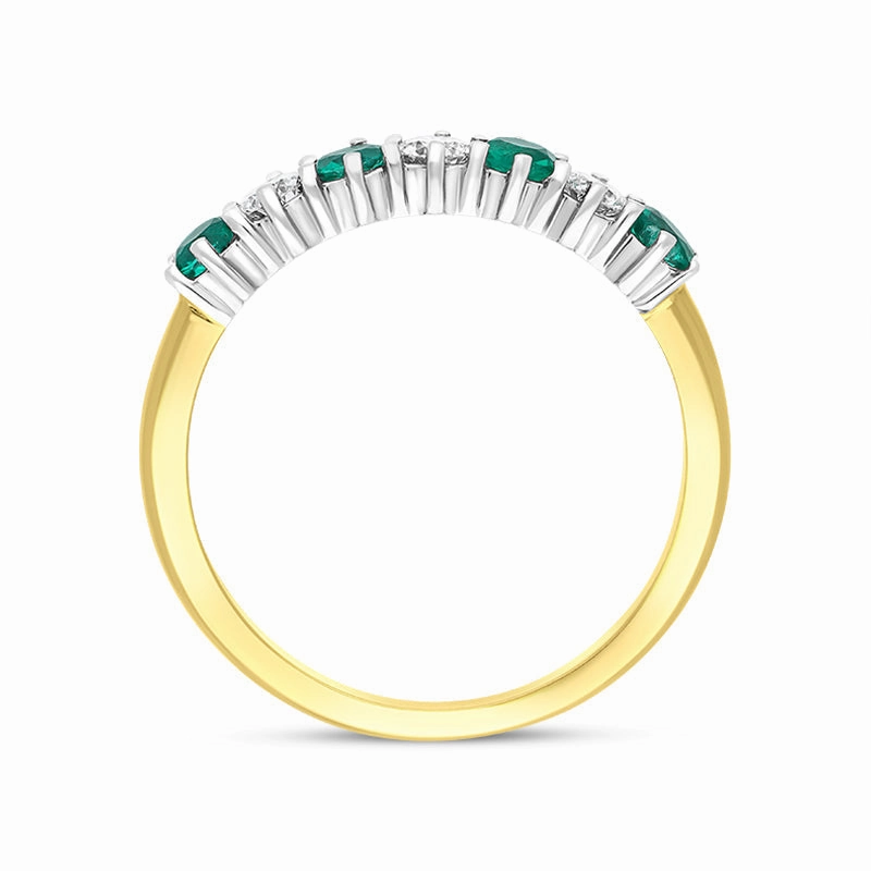 18ct Yellow Gold 0.34ct Emerald Diamond Half Eternity Ring