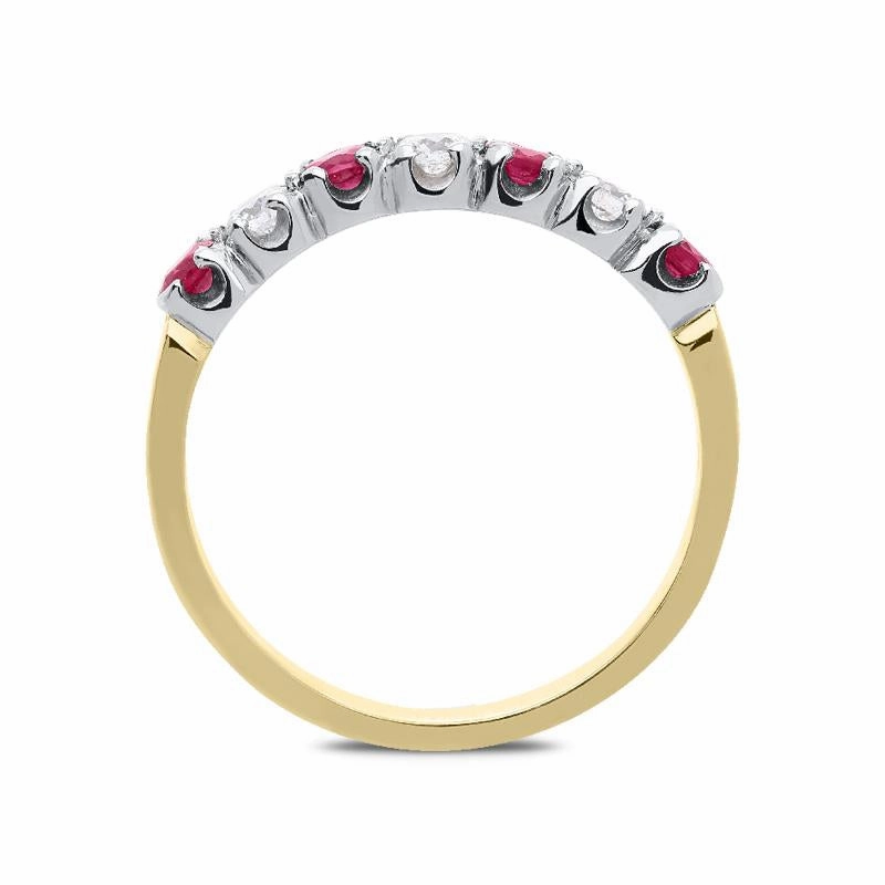 18ct Yellow Gold 0.35ct Ruby Diamond Half Eternity Ring