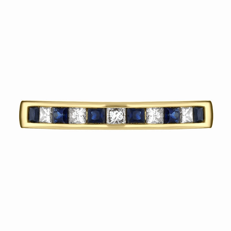 18ct Yellow Gold 0.36ct Sapphire Diamond Half Eternity Ring