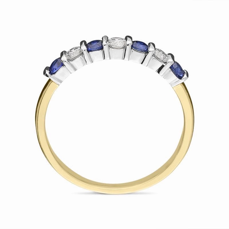 18ct Yellow Gold 0.37ct Sapphire Diamond Bar Set Half Eternity Ring