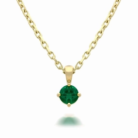 18ct Yellow Gold 0.38ct Emerald Round Cut Necklace