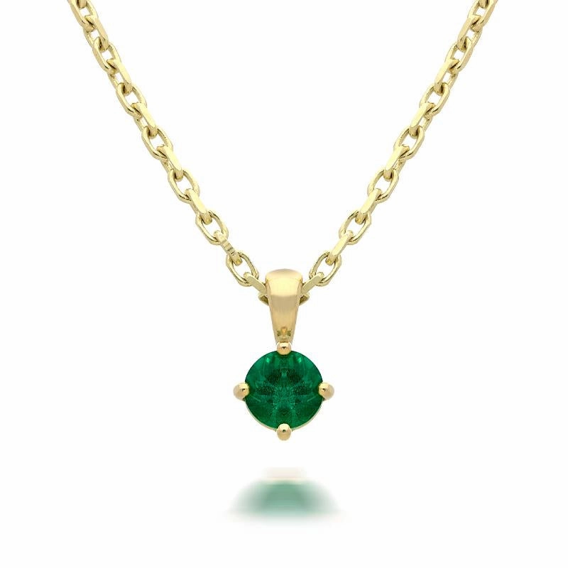 18ct Yellow Gold 0.38ct Emerald Round Cut Necklace