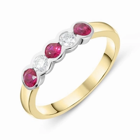 18ct Yellow Gold 0.40ct Ruby Diamond Half Eternity Ring