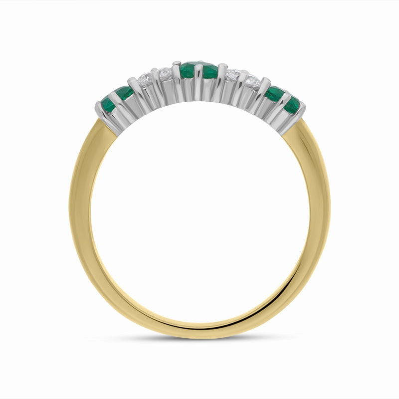 18ct Yellow Gold 0.46ct Emerald and Diamond Half Eternity Ring