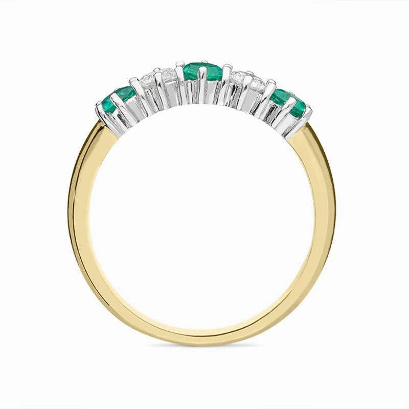 18ct Yellow Gold 0.46ct Emerald and Diamond Half Eternity Ring