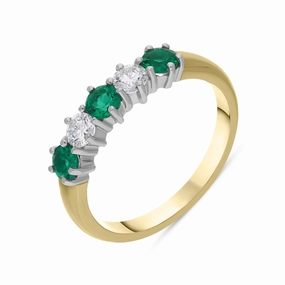 18ct Yellow Gold 0.46ct Emerald and Diamond Half Eternity Ring