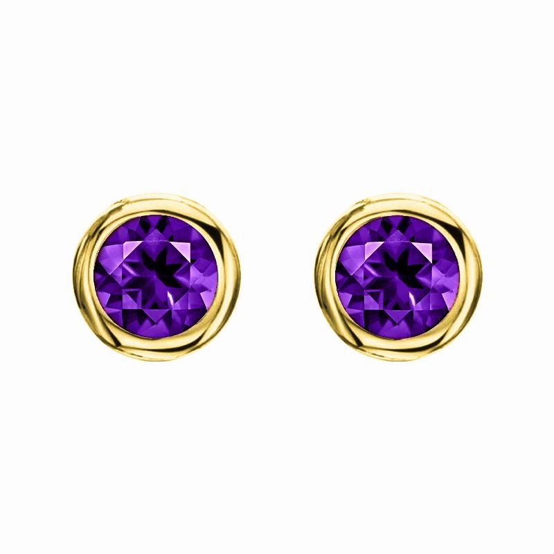 18ct Yellow Gold 0.48ct Amethyst Round Stud Earrings