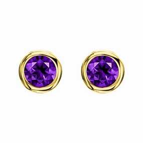 18ct Yellow Gold 0.48ct Amethyst Round Stud Earrings