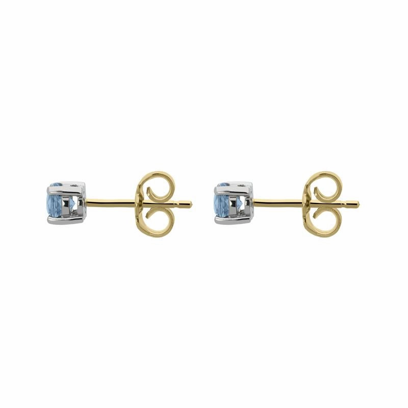 18ct Yellow Gold 0.50ct Aquamarine Solitaire Stud Earrings