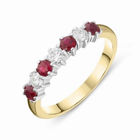 18ct Yellow Gold 0.52ct Ruby Diamond Half Eternity Ring