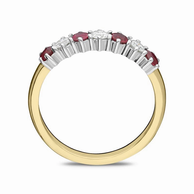 18ct Yellow Gold 0.52ct Ruby Diamond Half Eternity Ring