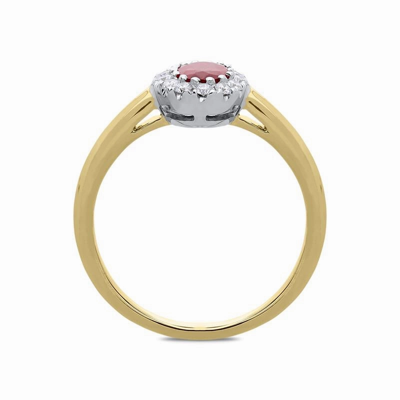 18ct Yellow Gold 0.55ct Ruby Diamond Oval Cluster Ring