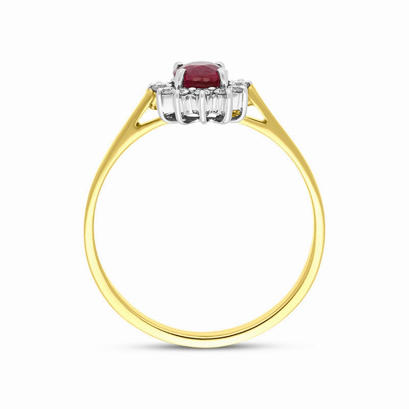 18ct Yellow Gold 0.56ct Ruby Diamond Cluster Ring