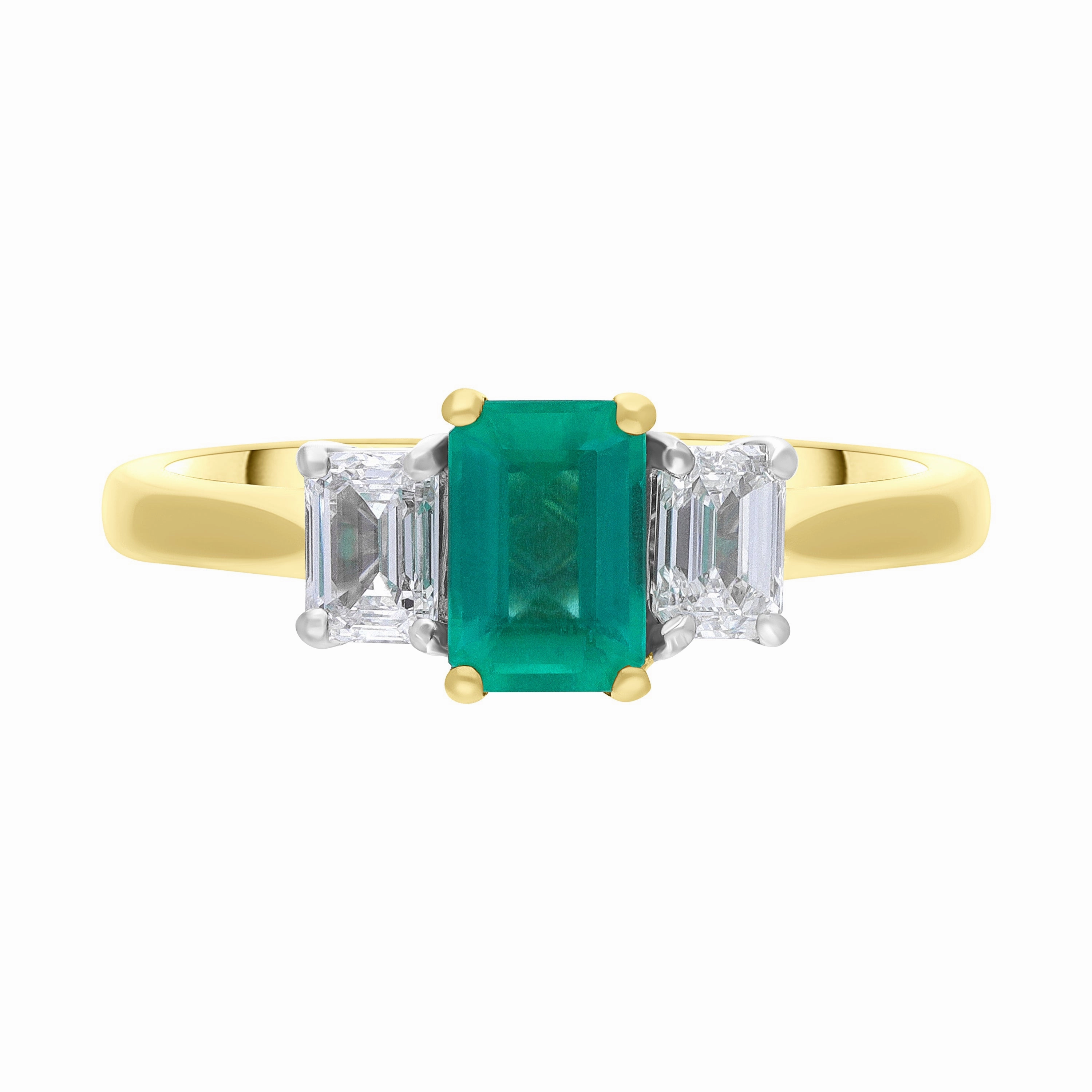 18ct Yellow Gold 0.59ct Emerald 0.47ct Diamond Emerald Cut Ring