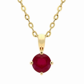 18ct Yellow Gold 0.60ct Ruby Round Cut Necklace
