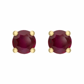 18ct Yellow Gold 0.64ct Ruby Claw Set Stud Earrings