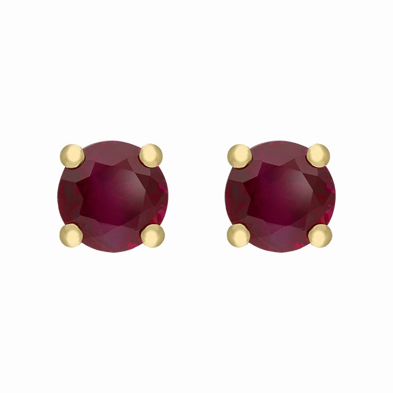 18ct Yellow Gold 0.64ct Ruby Claw Set Stud Earrings