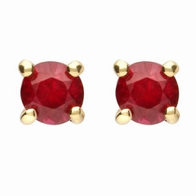 18ct Yellow Gold 0.69ct Ruby Brilliant Cut Stud Earrings