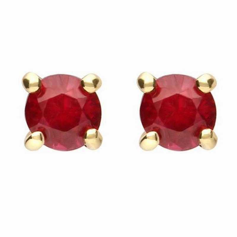 18ct Yellow Gold 0.69ct Ruby Brilliant Cut Stud Earrings