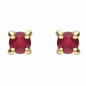 18ct Yellow Gold 0.78ct Ruby Claw Stud Earrings