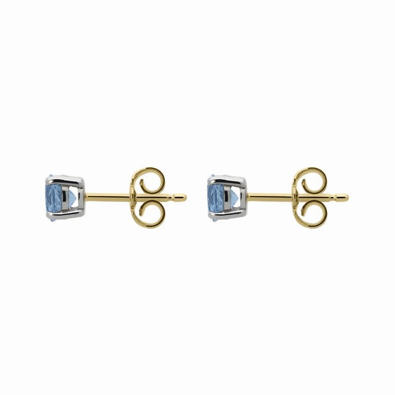 18ct Yellow Gold 0.91ct Aquamarine Solitaire Stud Earrings