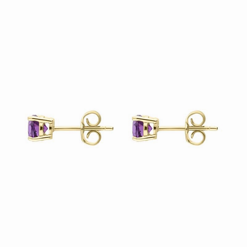 18ct Yellow Gold 18ct Amethyst Round Stud Earrings