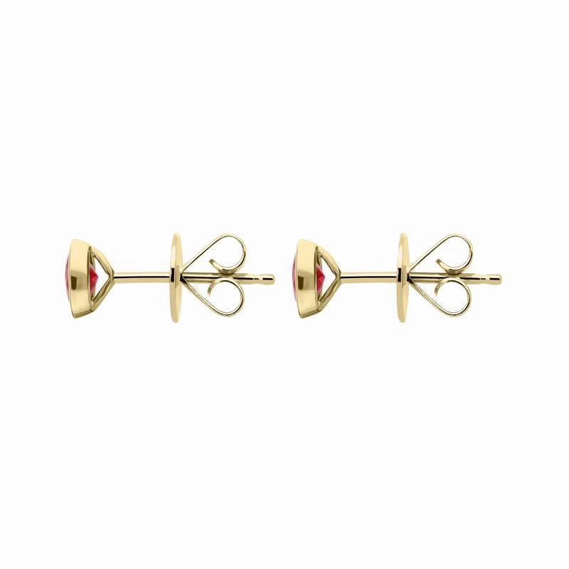 18ct Yellow Gold 1.12ct Ruby Solitaire Stud Earrings