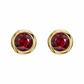 18ct Yellow Gold 1.12ct Ruby Solitaire Stud Earrings