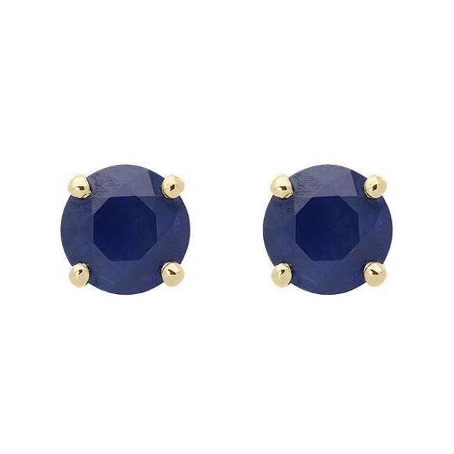 18ct Yellow Gold 1.32ct Sapphire Round Cut Stud Earrings