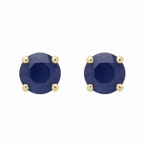 18ct Yellow Gold 1.32ct Sapphire Round Cut Stud Earrings