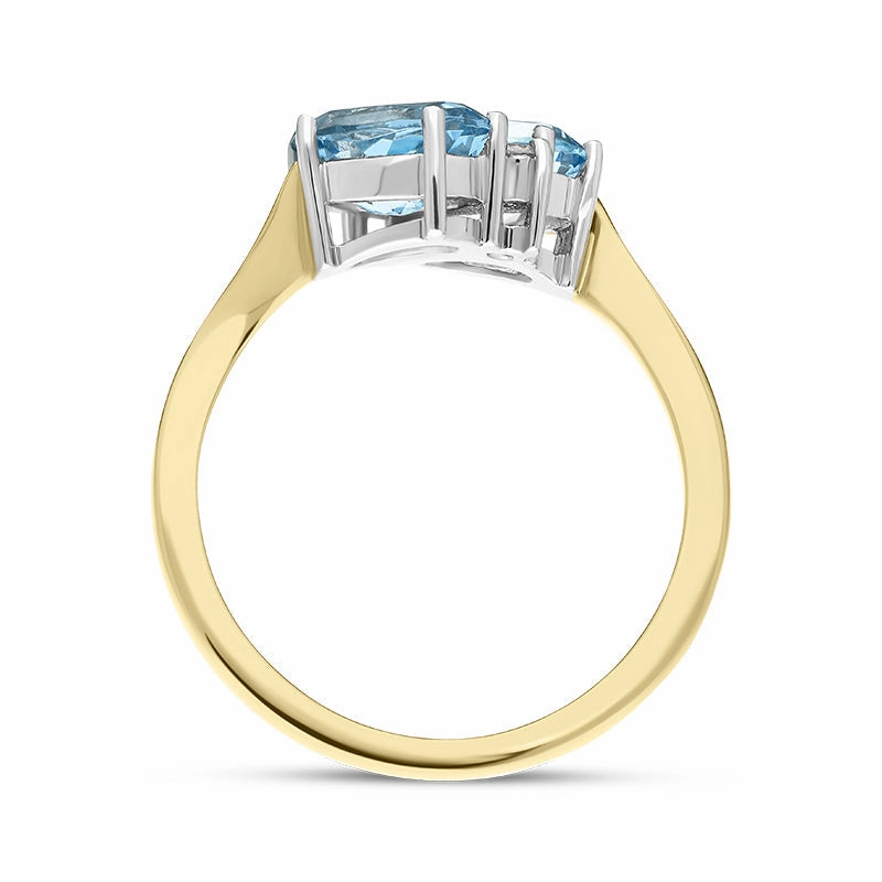 18ct Yellow Gold 1.54ct Aquamarine Diamond Twist Ring