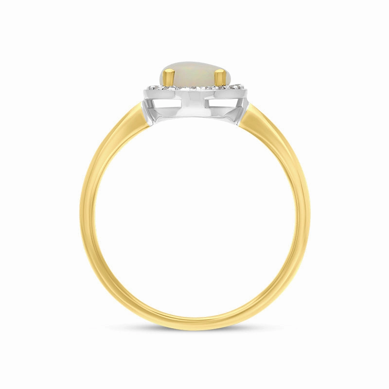 18ct Yellow Gold Opal Diamond Oval Cluster Ring