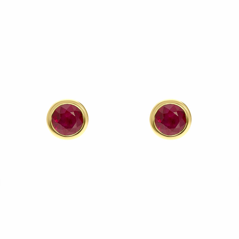 18ct Yellow Gold Ruby Round Martini Stud Earrings