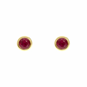 18ct Yellow Gold Ruby Round Martini Stud Earrings
