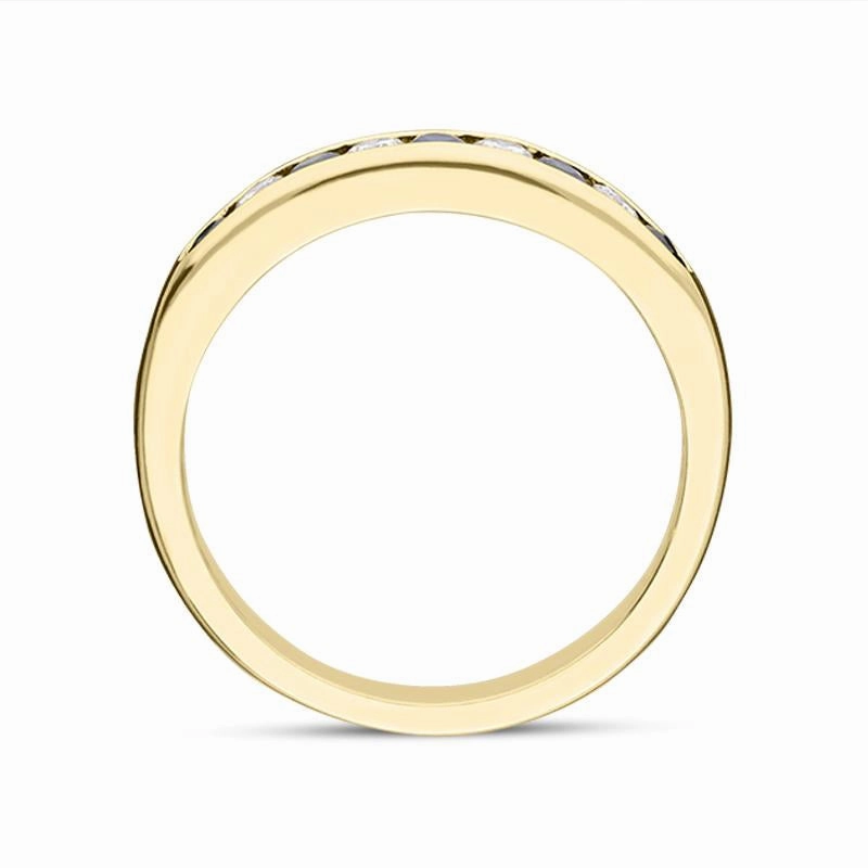 18ct Yellow Gold Sapphire Diamond Channel Set Half Eternity Ring