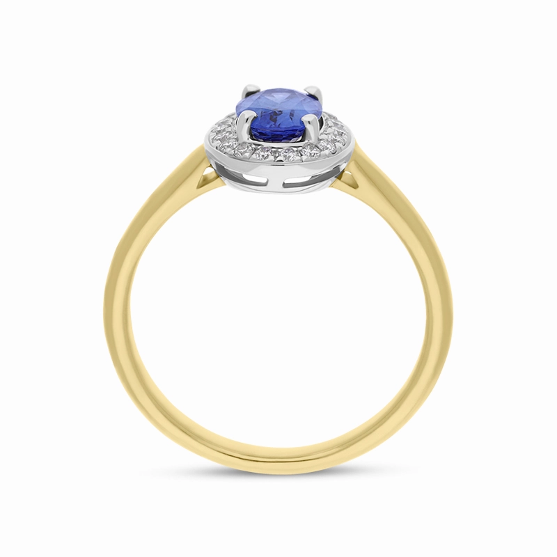18ct Yellow Gold Sapphire Diamond Oval Cluster Ring