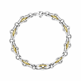 18ct Yellow Gold Sterling Silver Multi Link Cable Chain Bracelet