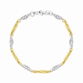 18ct Yellow Gold Sterling Silver Twist Byzantine Handmade Bracelet
