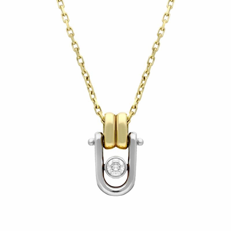 18ct Yellow Gold White Gold Diamond Necklace