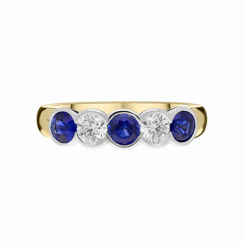 18ct Yellow White Gold 0.84ct Sapphire 0.40ct Diamond Half Eternity Ring