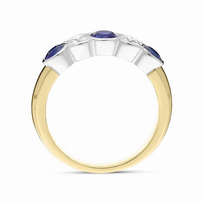 18ct Yellow White Gold 0.84ct Sapphire 0.40ct Diamond Half Eternity Ring