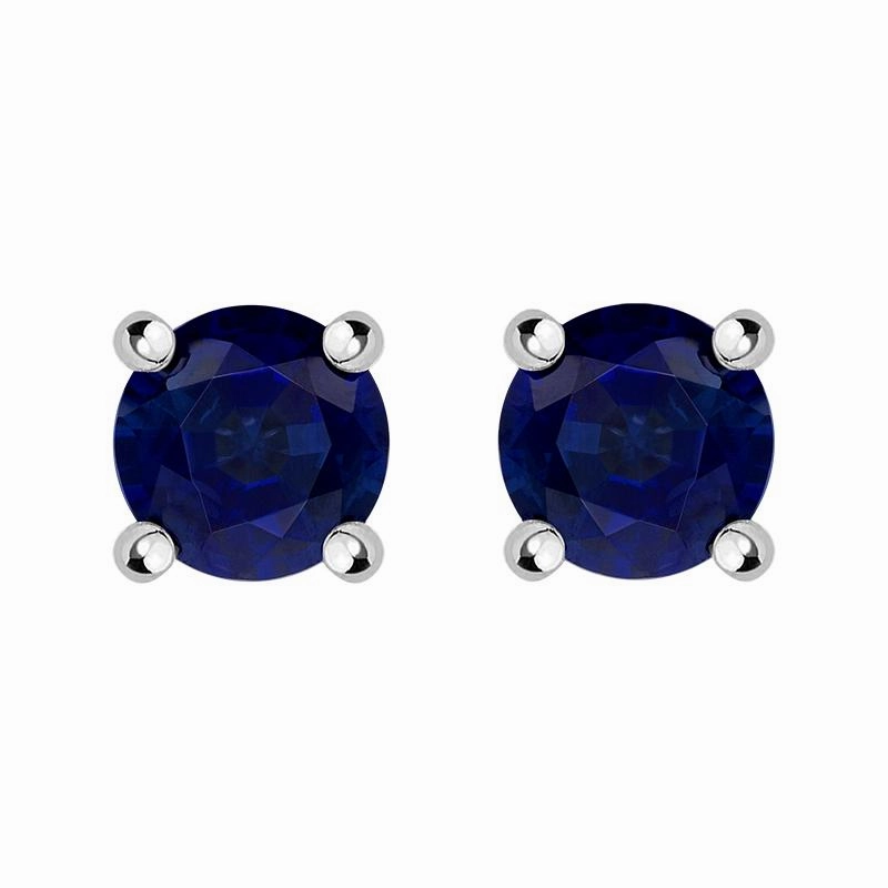 18ct Yellow White Gold Sapphire Claw Set Solitaire Stud Earrings