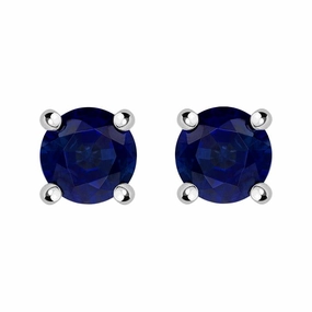 18ct Yellow White Gold Sapphire Claw Set Solitaire Stud Earrings