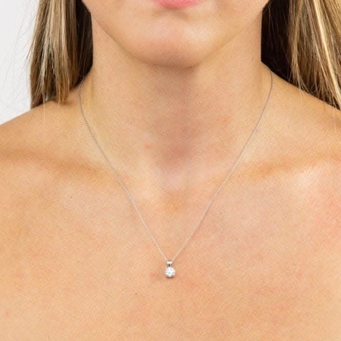 4 Claw Cubic Zirconia Solitaire 0.90ct Pendant P4919