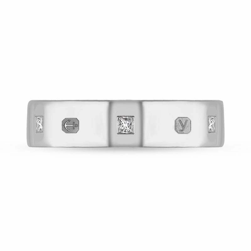 9ct White Gold 0.24ct Diamond King's Coronation Hallmark Princess Cut 5mm Ring D