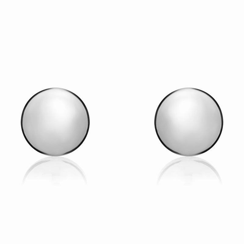 9ct White Gold 10mm Button Stud Earrings