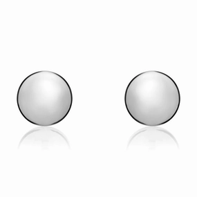 9ct White Gold 10mm Button Stud Earrings