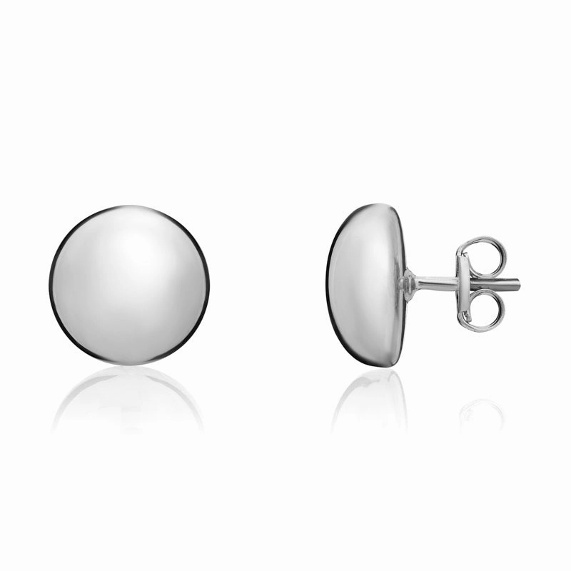 9ct White Gold 10mm Button Stud Earrings