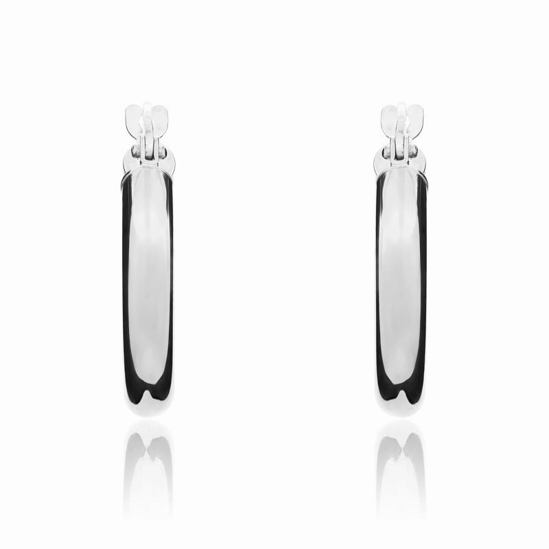 9ct White Gold 15mm Hoop Earrings